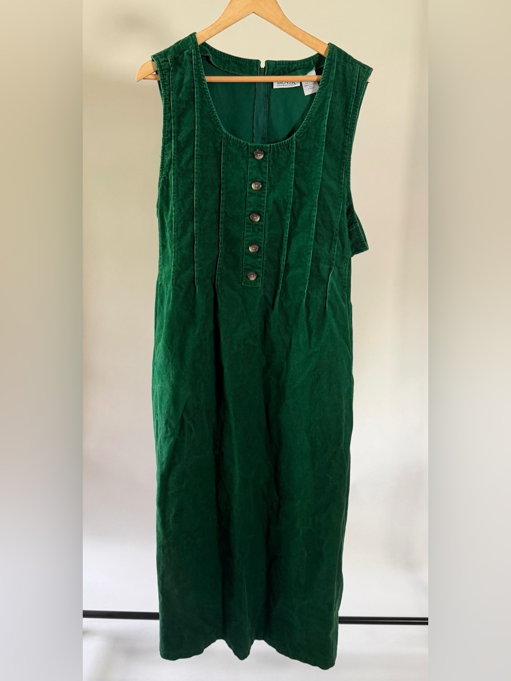 Vintage dark green corduroy Blair midi dress - 100% cotton